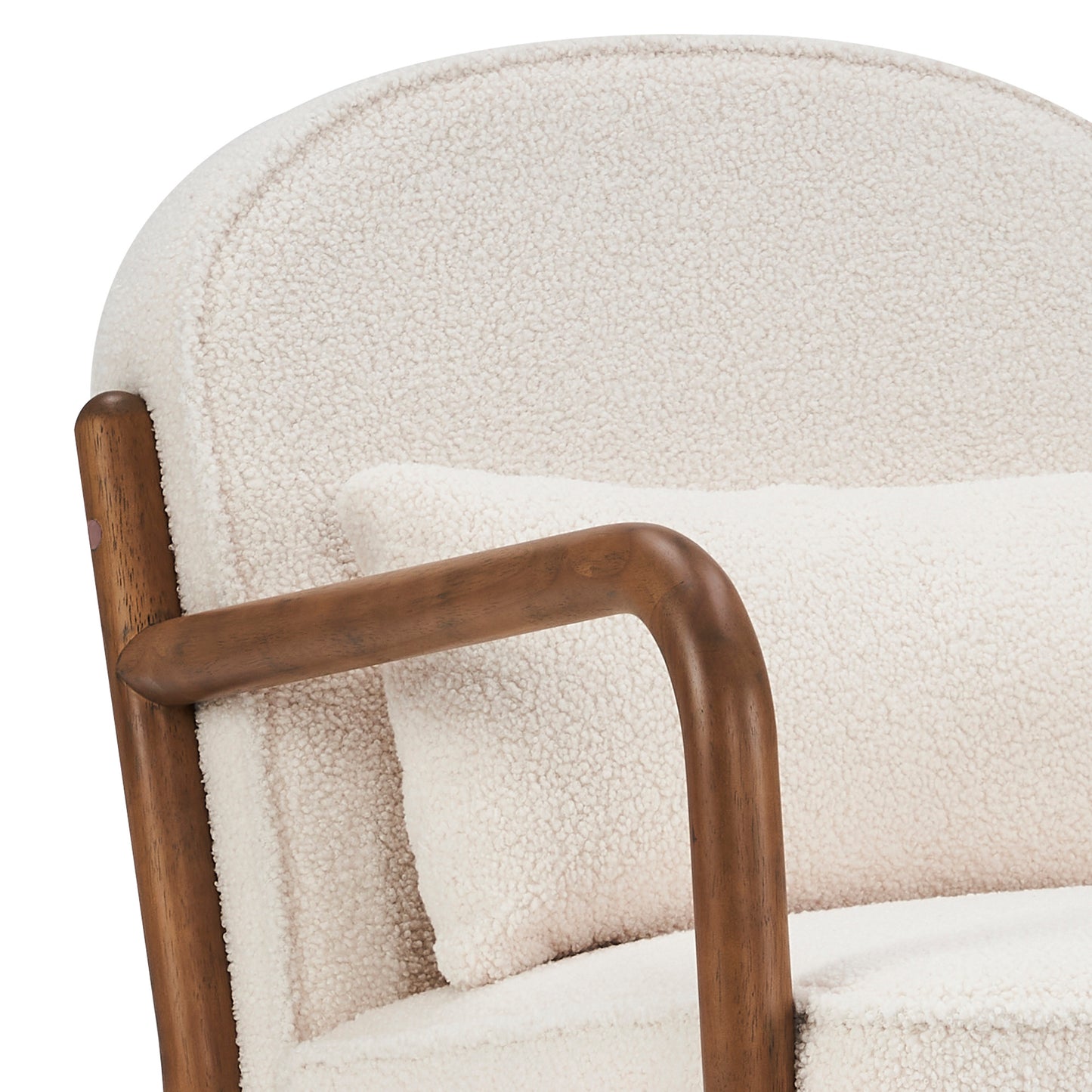 Fani Accent Chair, Fabric In White And Walnut