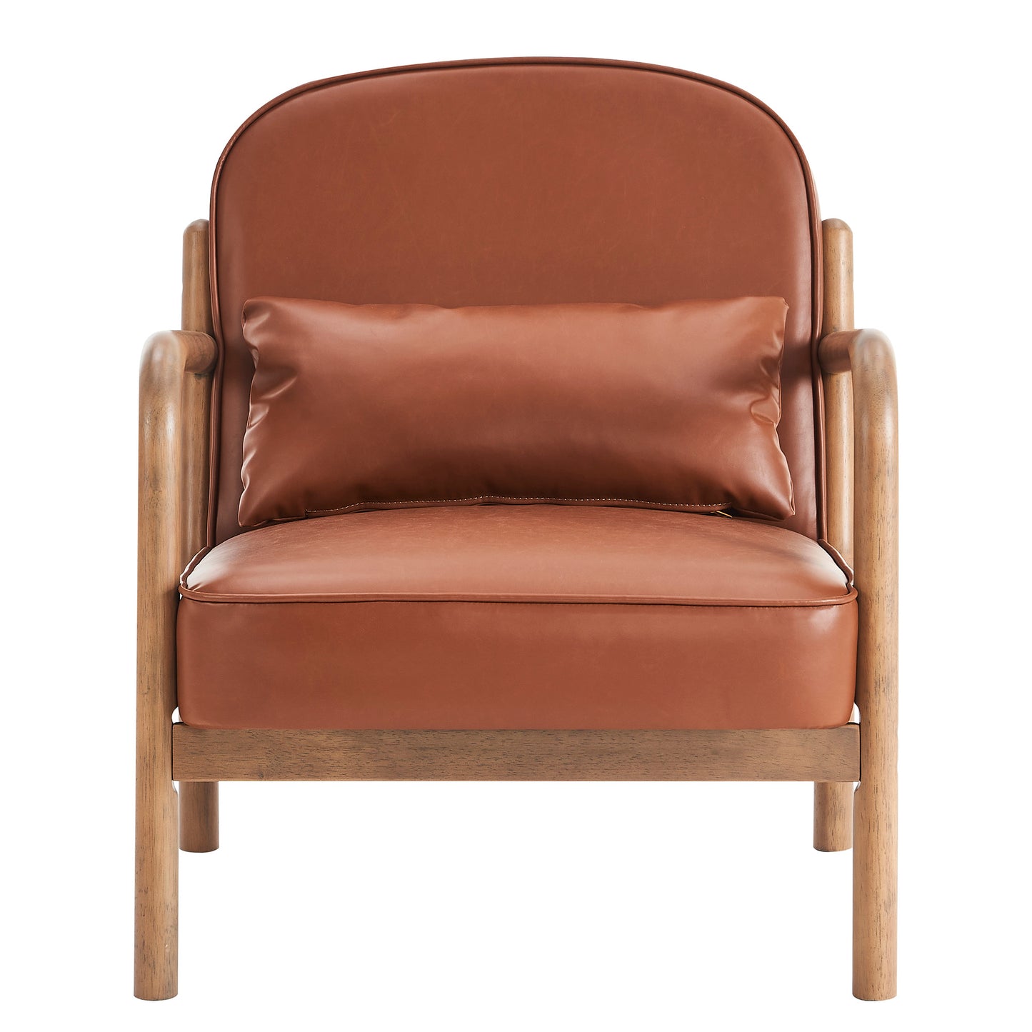 Fani Accent Chair, Faux Leather In Saddle And Walnut