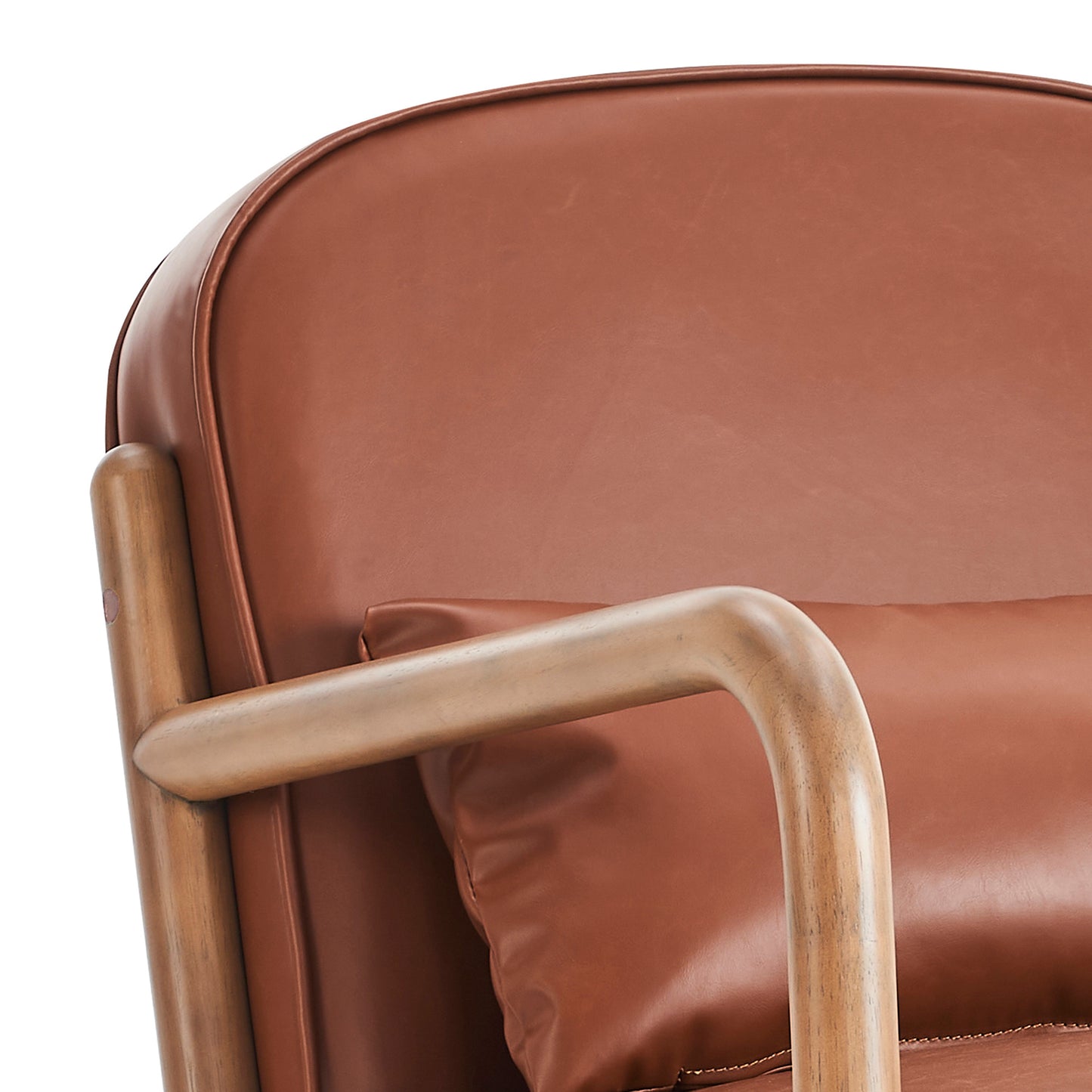 Fani Accent Chair, Faux Leather In Saddle And Walnut