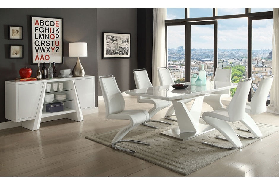 Manhattan Collection 7pc Dining Set with White Chairs