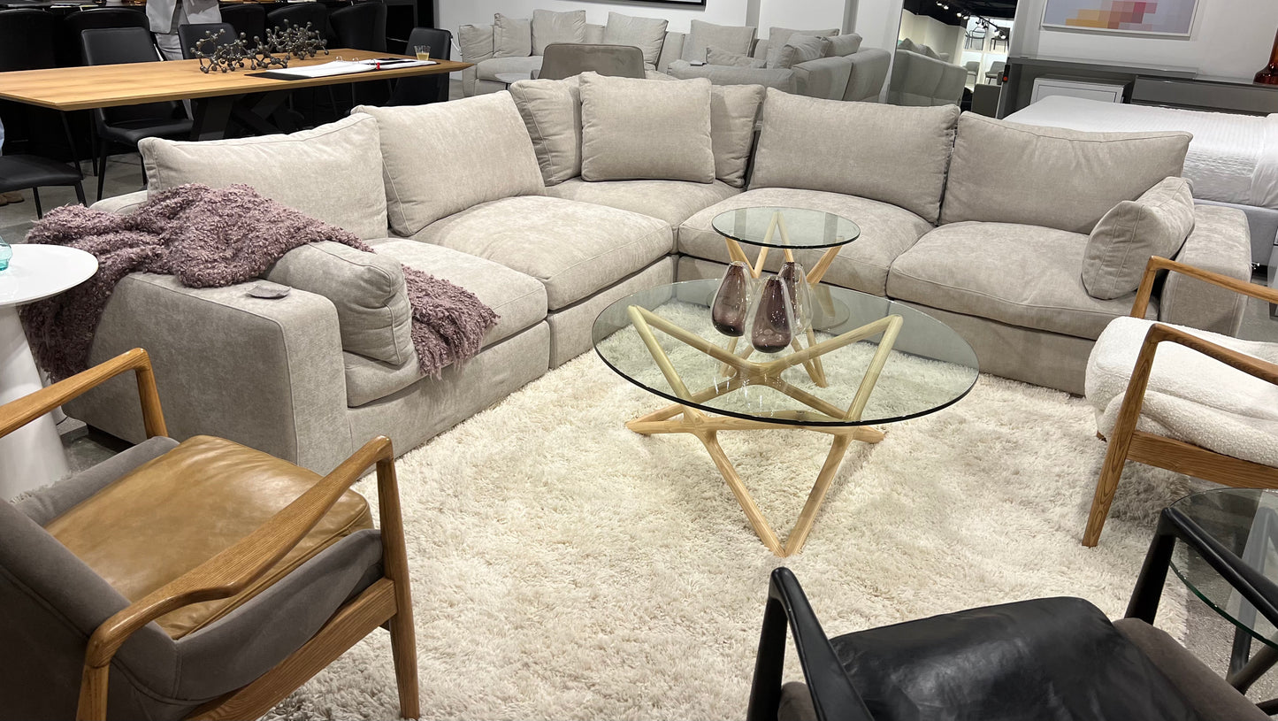 Onza Sectional 5-piece In Oat Tweed Modular Sectional
