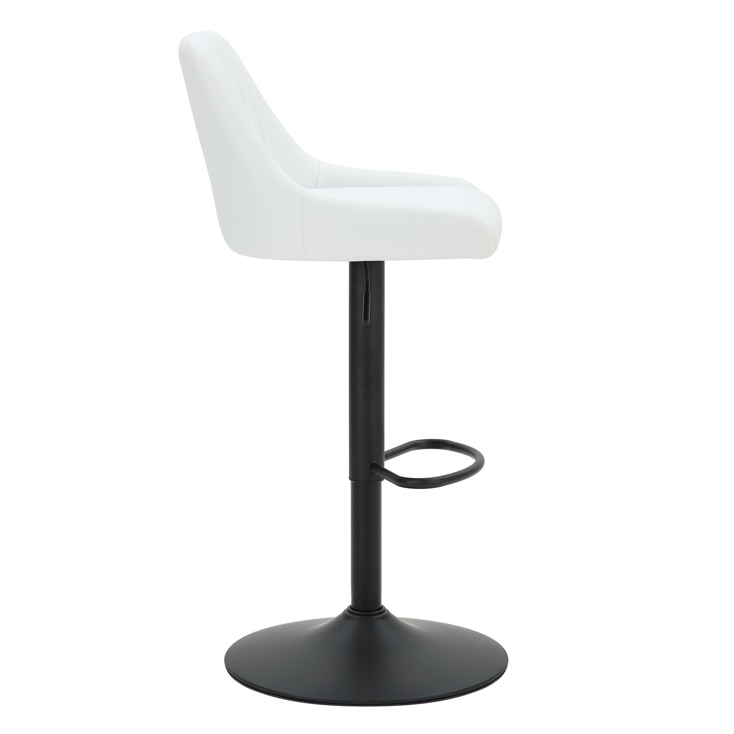 Kron Adjustable Height Air-Lift Swivel Stool, set of 2, in White Faux Leather