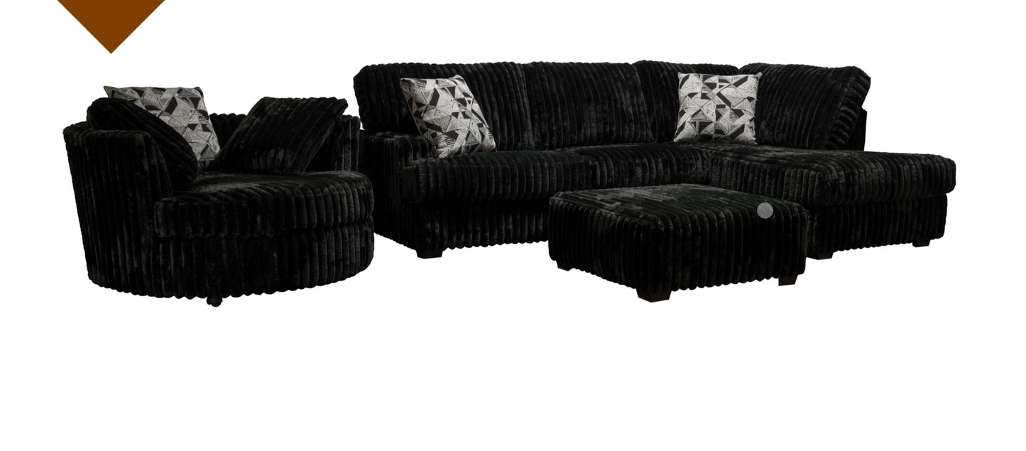 2 Piece Sectional with Chaise - Onyx / Right Facing