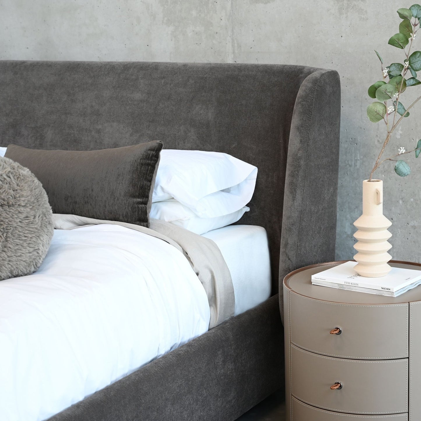 Fitz Upholstered Storage Bed In Ash Brown