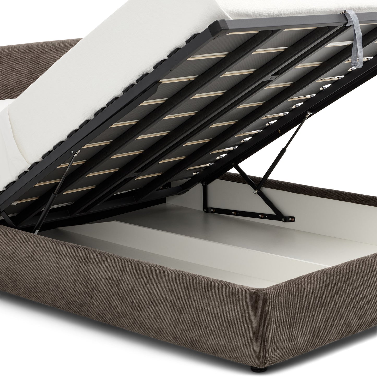 Fitz Upholstered Storage Bed In Ash Brown