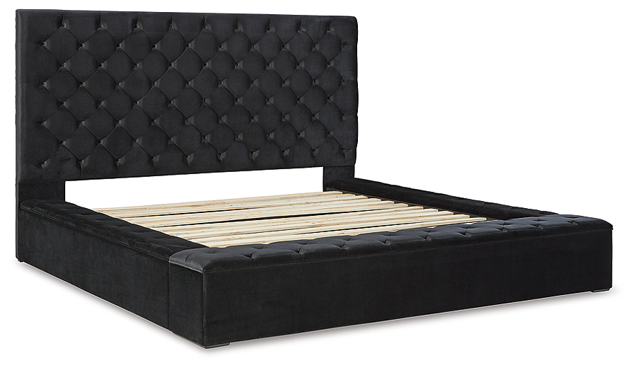 Bliss Black Velvet Upholstered Storage Bed