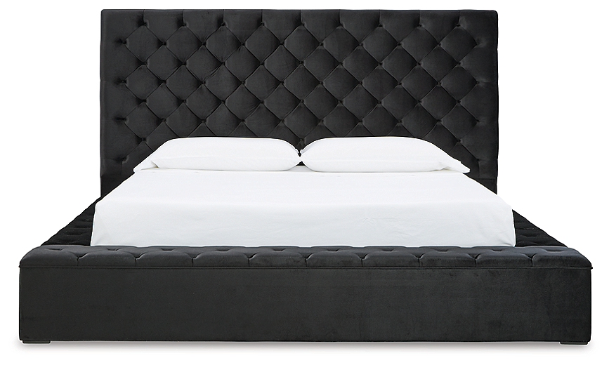 Bliss Black Velvet Upholstered Storage Bed