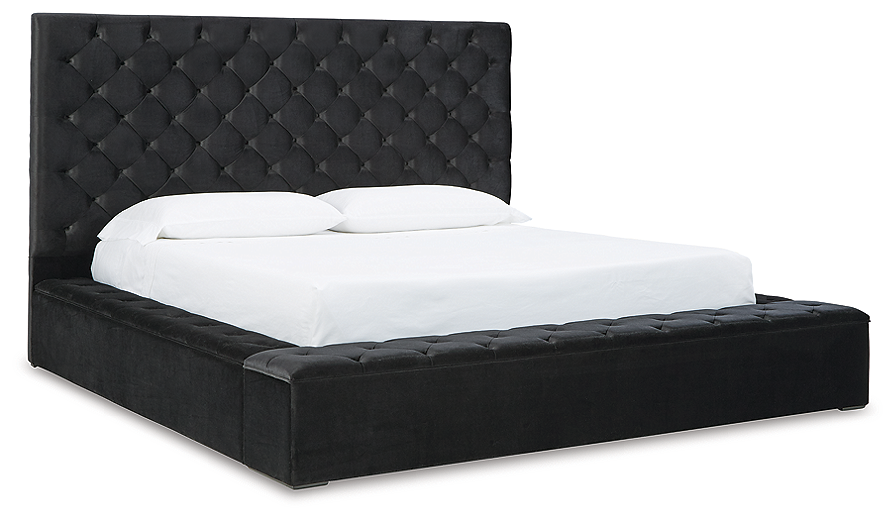 Bliss Black Velvet Upholstered Storage Bed