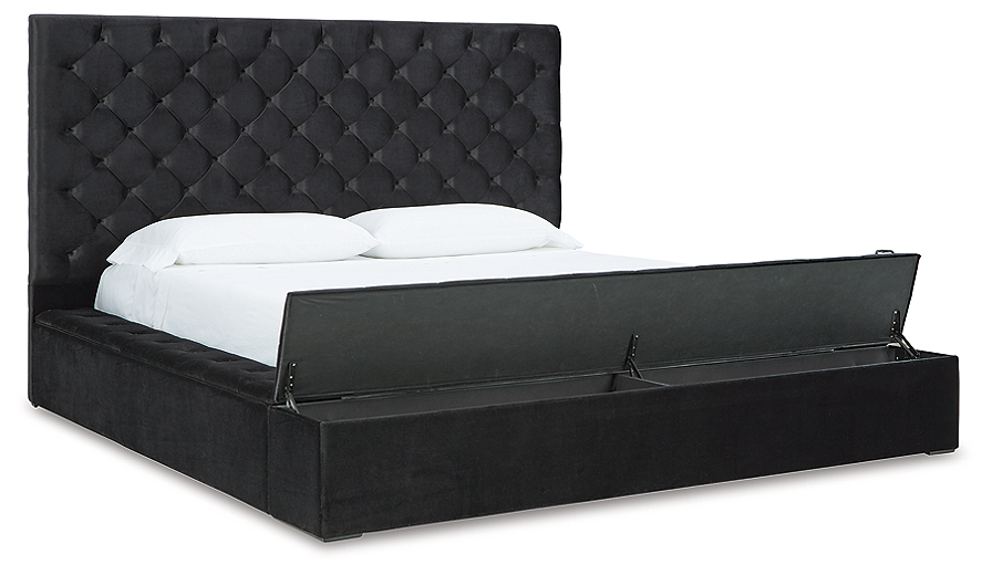 Bliss Black Velvet Upholstered Storage Bed