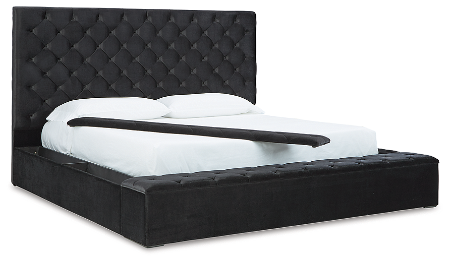 Bliss Black Velvet Upholstered Storage Bed