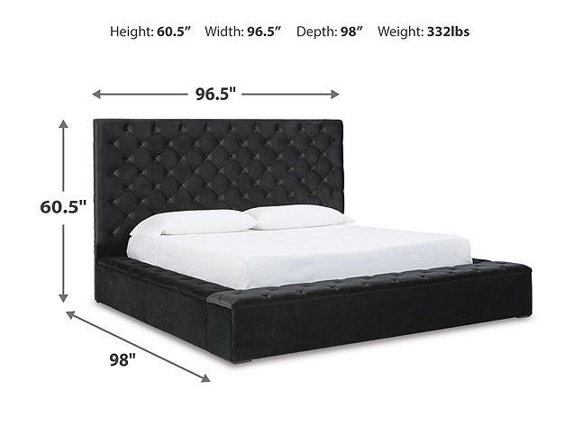 Bliss Black Velvet Upholstered Storage Bed