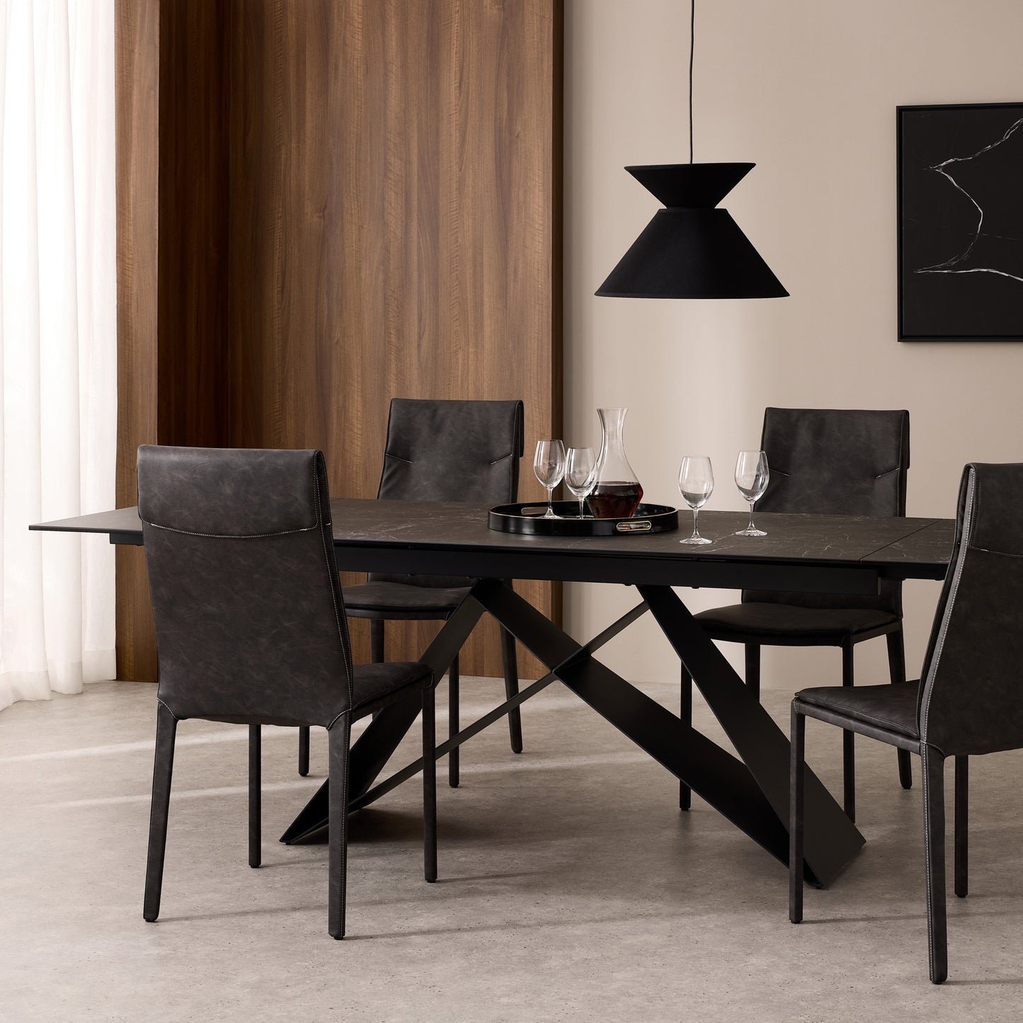 The W Double Extension Dining Table In Slate