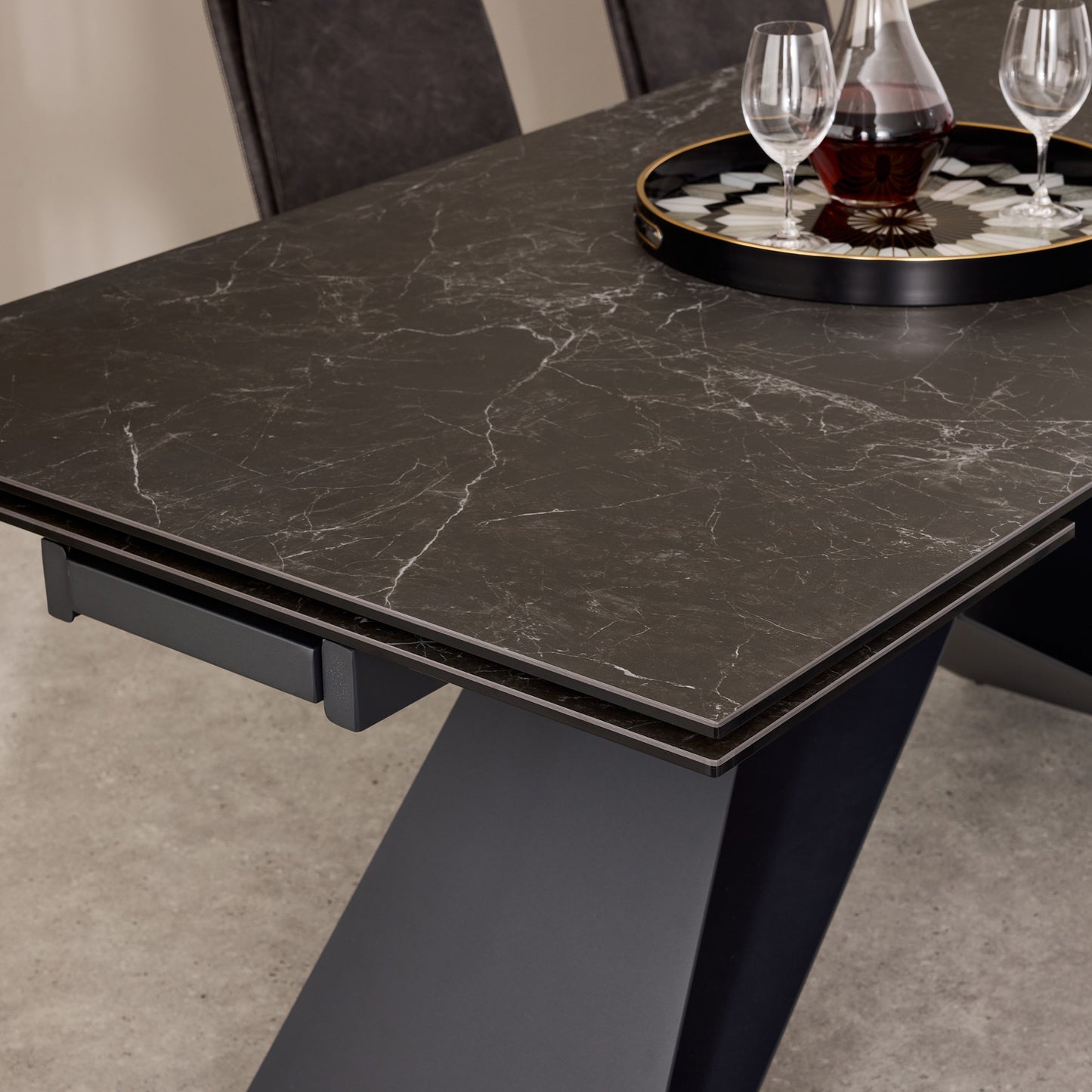 The W Double Extension Dining Table In Slate