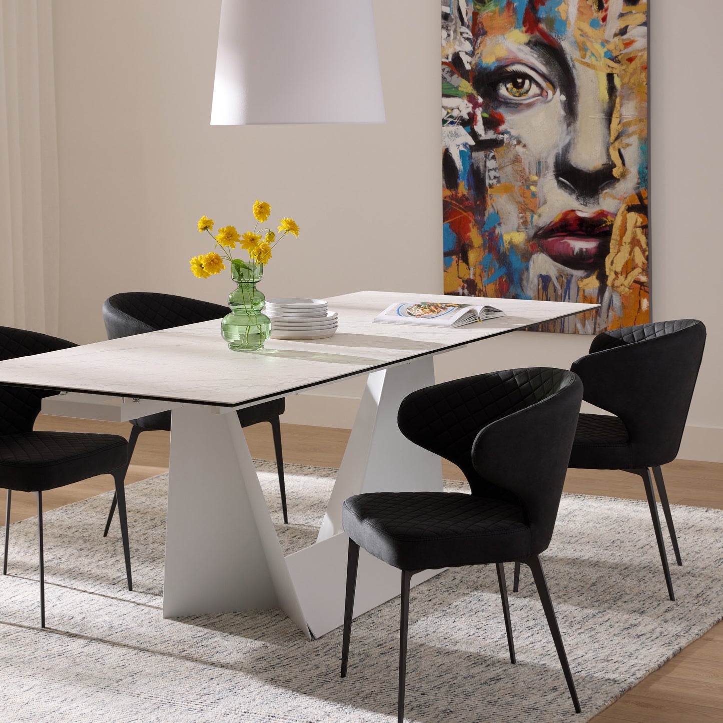 Origami double extension dining table