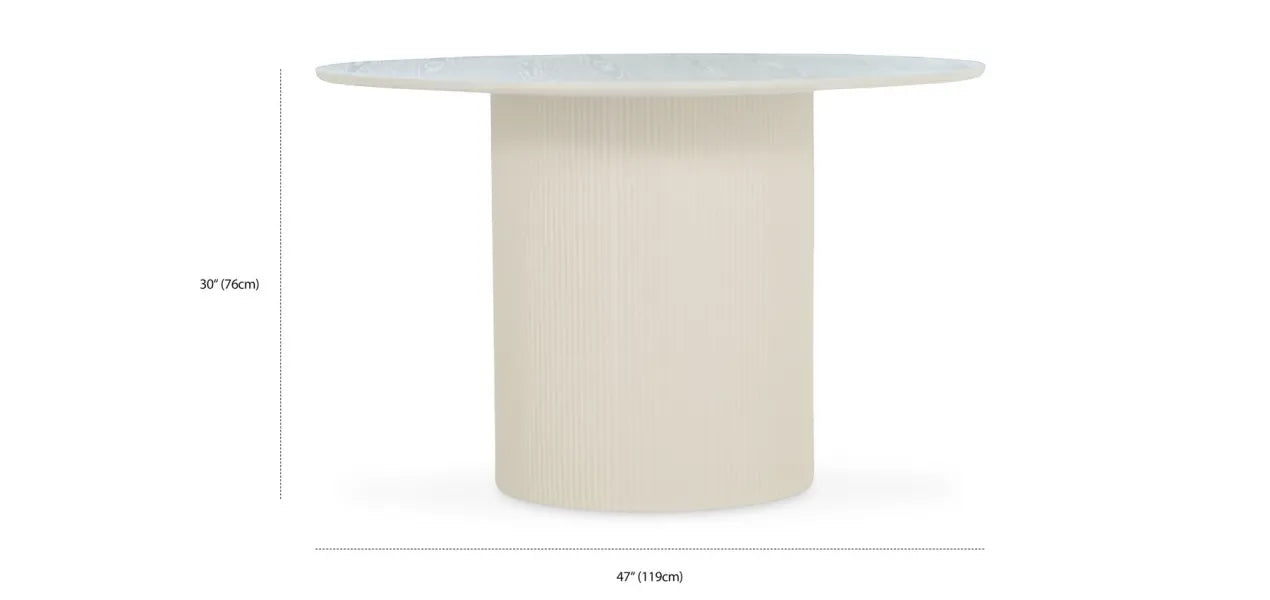 Tovas Round Dining Table In Ivory