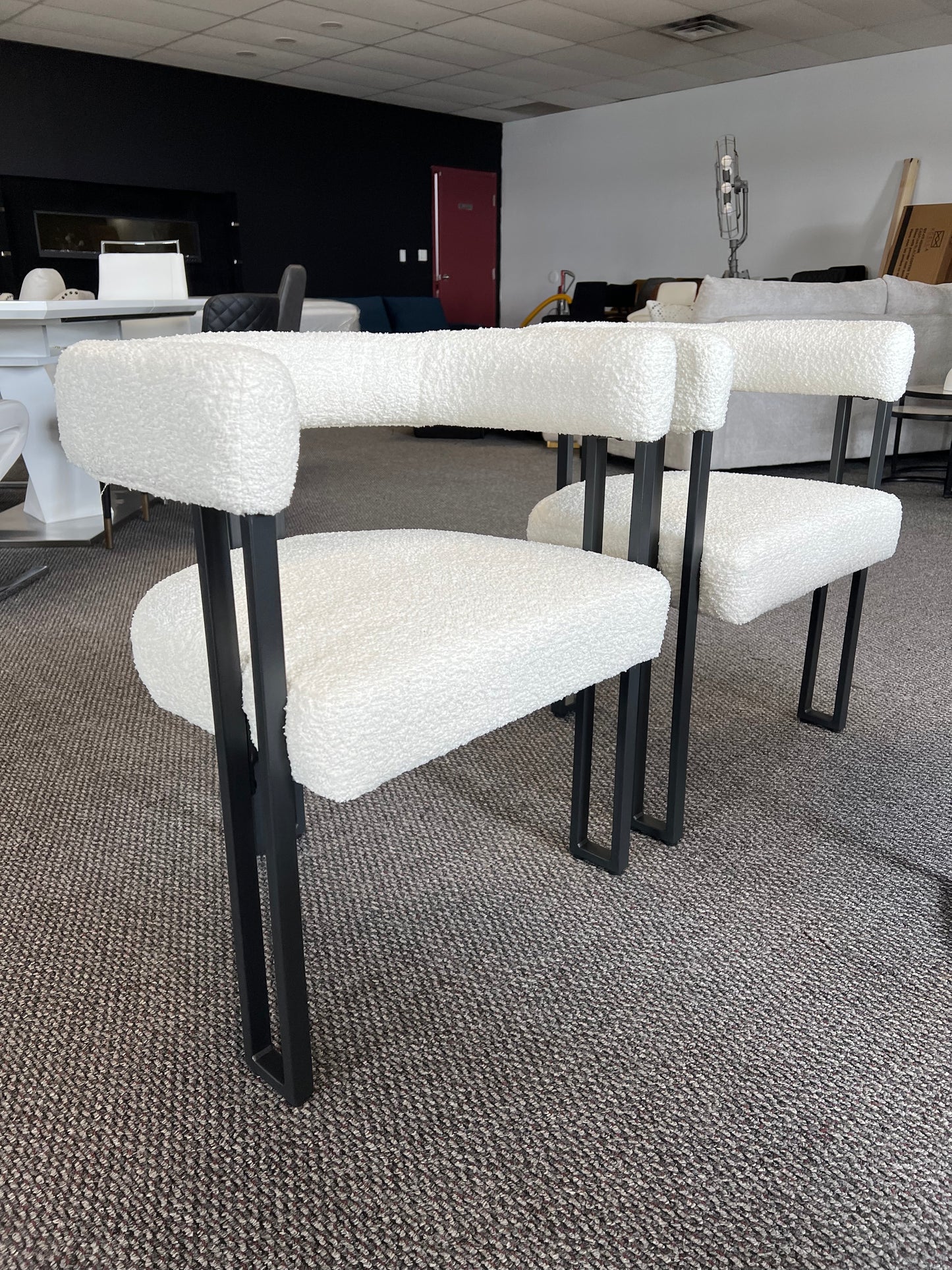 Scarlet Dining Chair, set of 2, in Ivory Boucle and Black