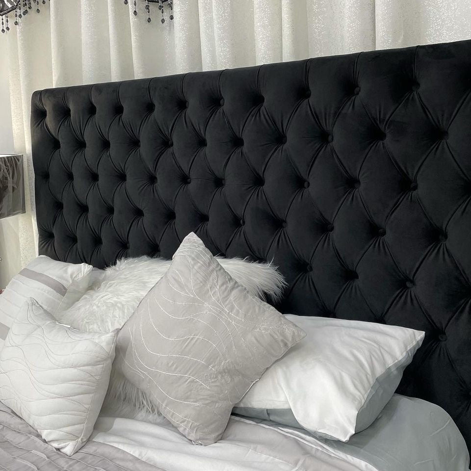 Bliss Black Velvet Upholstered Storage Bed