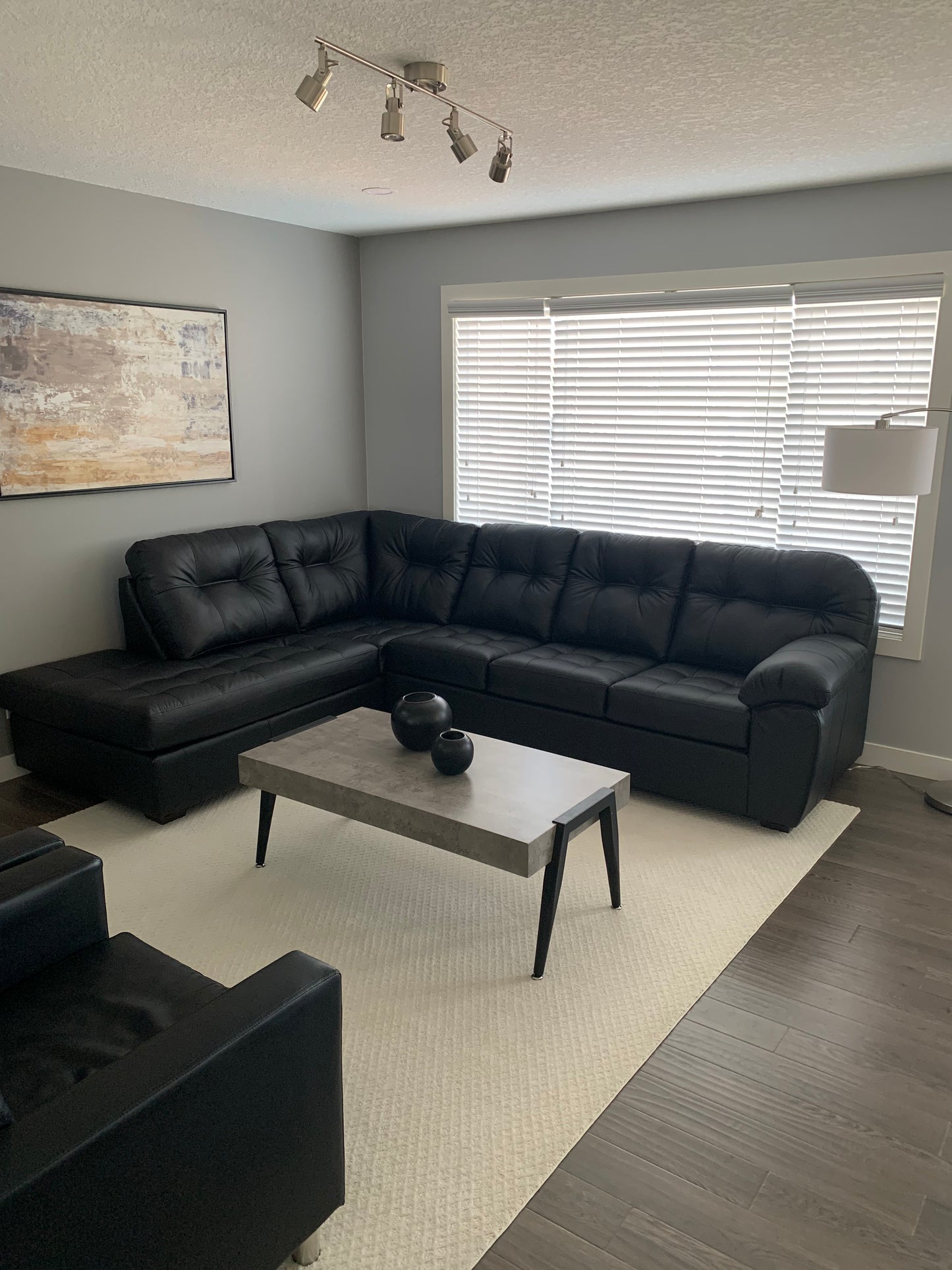 Faux Black Leather Sectional