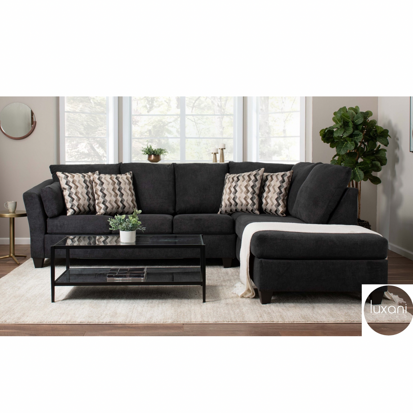 Slate Noir 119'' 2 Piece Chaise Sectional