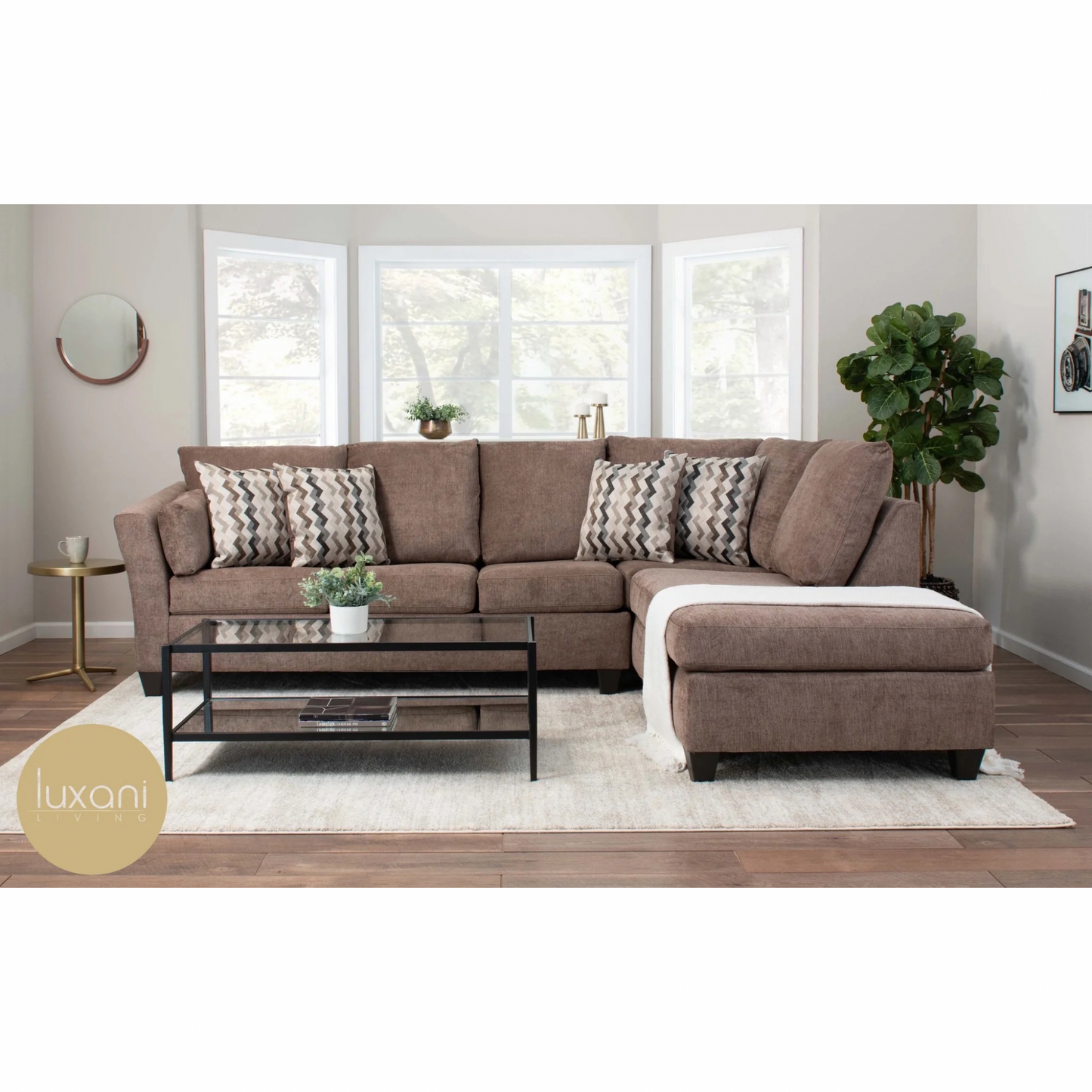 Slate Mocha 119'' 2 Piece Left Arm Facing Chaise Sectional Brown