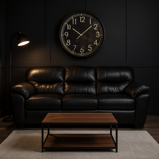 Collection 1601 Sofa Leather Gel in Jet Black