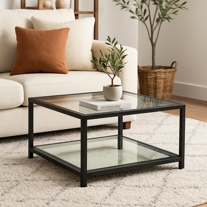 Caspian Black Square Coffee Table (Condo Size)