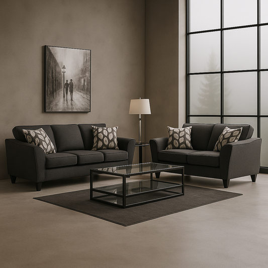Collection 1010 Fabric Sofa and Love Seat in Paradigm Smoke