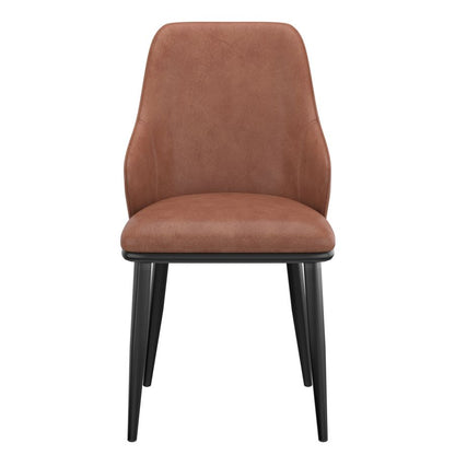 Kash Dining Chair, Faux Leather, set of 2, in Saddle and Black