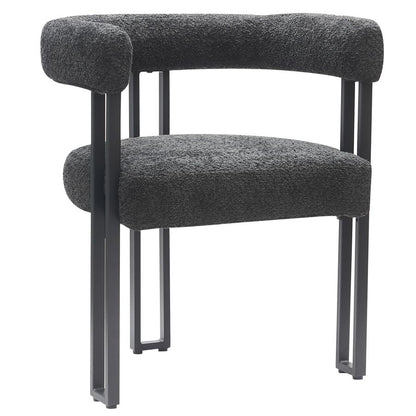 Scarlet Dining Chair, set of 2, in Charcoal Boucle and Black