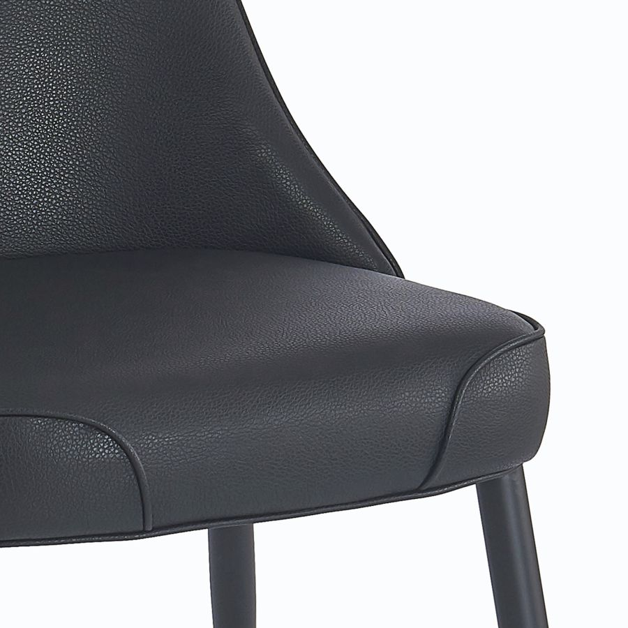 Koda Dining Chair, Faux Leather, set of 2, in Black