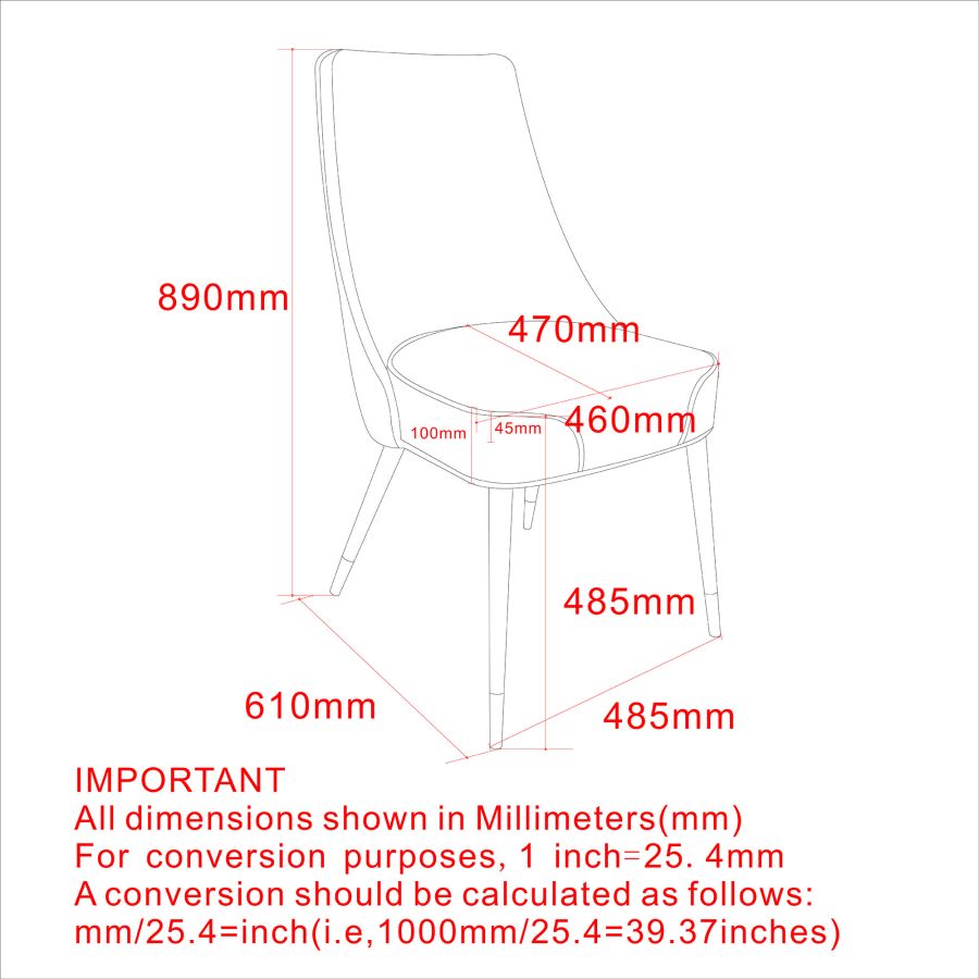 Koda Dining Chair, Faux Leather, set of 2, in Black