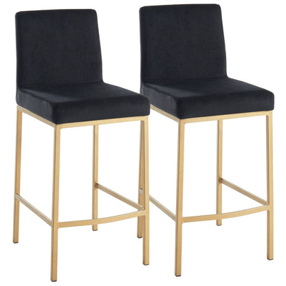Diego 26" Counter Stool, set of 2, in Black and Aged Gold Leg