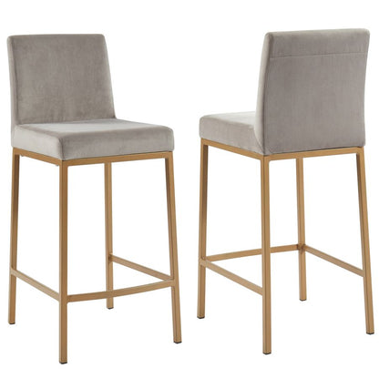 Diego 26" Counter Stool, set of 2, in Grey and Aged Gold Leg