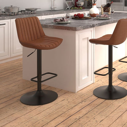 Kosi Adjustable Air-Lift Stool, set of 2, in Saddle and Black