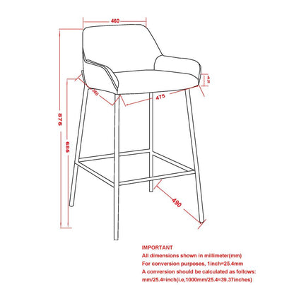Baily 26" Counter Stool, set of 2, in Black