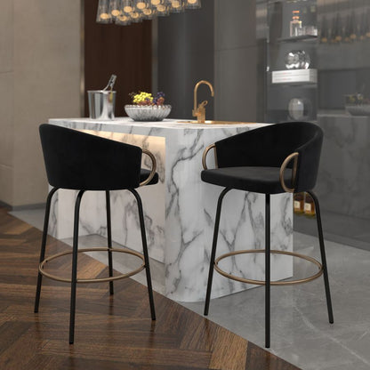 Lavo 26" Counter Stool, set of 2, in Black and Gold