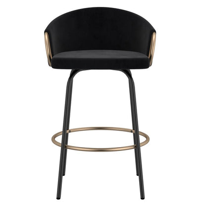 Lavo 26" Counter Stool, set of 2, in Black and Gold