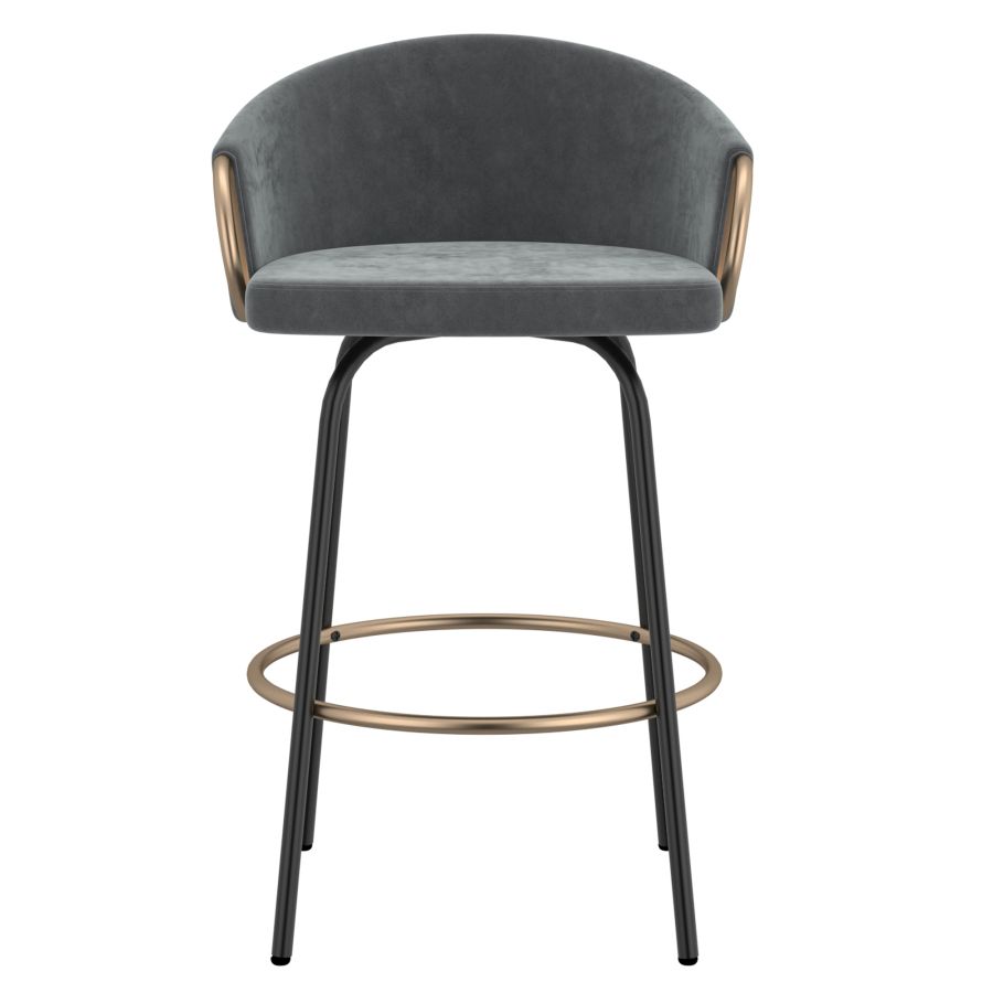 Lavo 26" Counter Stool, set of 2, in Grey and Black and Gold