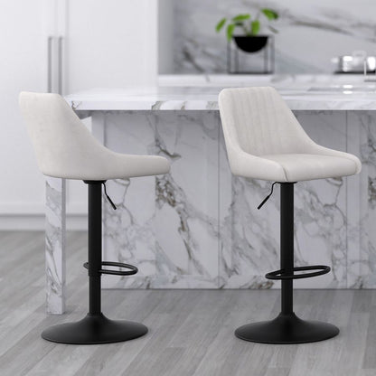 Kron Adjustable Height Air-Lift Swivel Stool, set of 2, in Beige Fabric