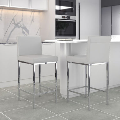 Porto 26" Counter Stool, set of 2, in Grey and Chrome