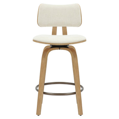 Zuni 26" Counter Stool with Swivel in Beige Fabric and Natural
