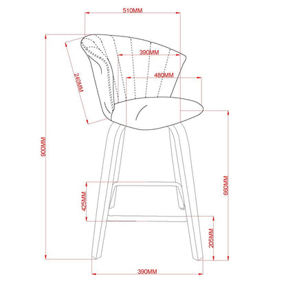Tula 26" Counter Stool in Black and Washed Oak