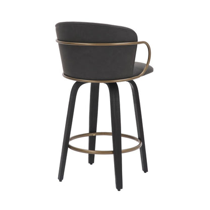 Lawson 26" Counter Stool, set of 2, with Swivel in Vintage Charcoal, Black and Aged Gold
