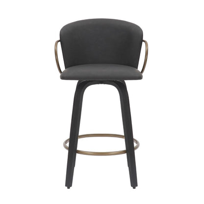 Lawson 26" Counter Stool, set of 2, with Swivel in Vintage Charcoal, Black and Aged Gold