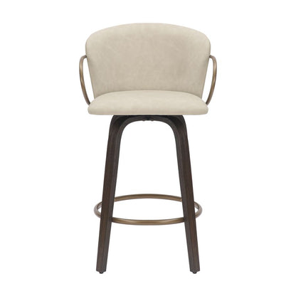 Lawson 26" Counter Stool, set of 2, with Swivel in Vintage Ivory, Brown and Aged Gold