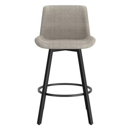 Fern 26" Counter Stool, set of 2, with Swivel in Grey Fabric and Black