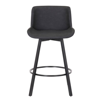 Fern 26" Counter Stool, set of 2, with Swivel in Vintage Charcoal Faux Leather and Black