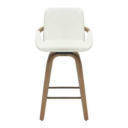 Parker 26" Counter Stool w/Swivel, Set of 2 in Ivory Performance Fabric & Whitewash