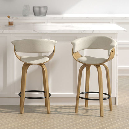 Holt 26" Counter Stool in Beige Fabric and Natural
