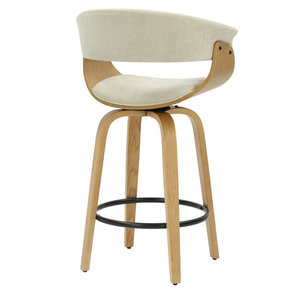Holt 26" Counter Stool in Beige Fabric and Natural